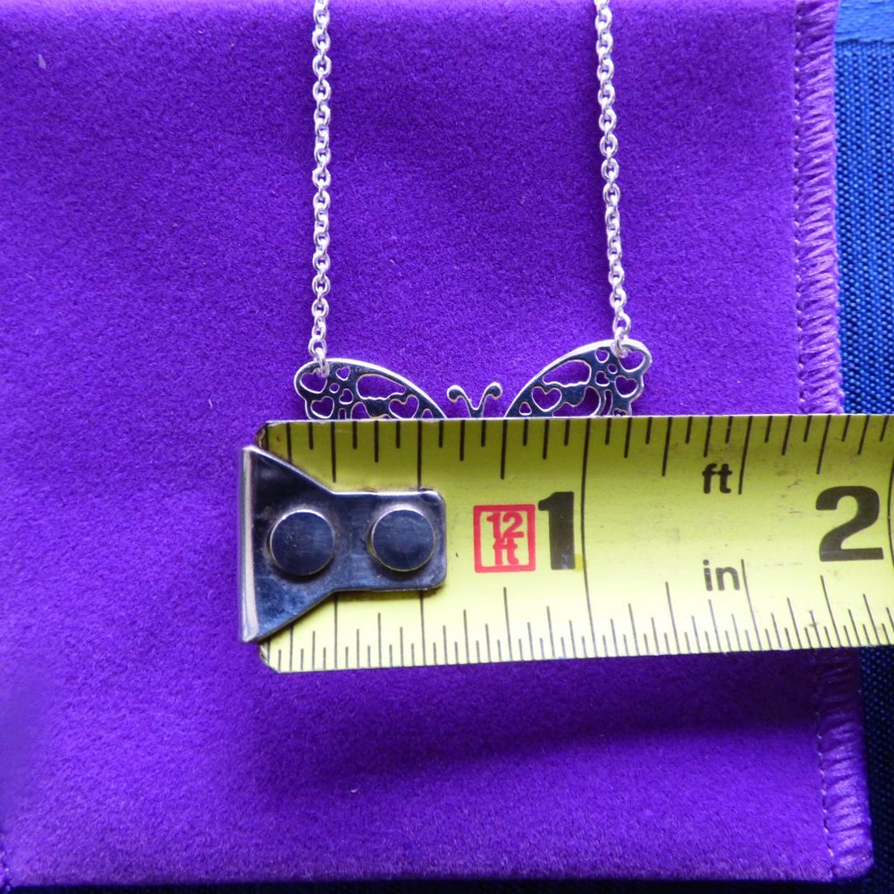 GOTH FAIRY 18" STERLING SILVER ALTRO BUTTERFLY NECKLACE 3.61G - Picture 3 of 4